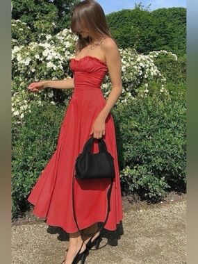 Commense Commense Lettuce Trim Slit Midi Dress Medium